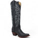 Women's Wild West Snip Toe Leather Boots with Zipper - Black - Wild West Boots