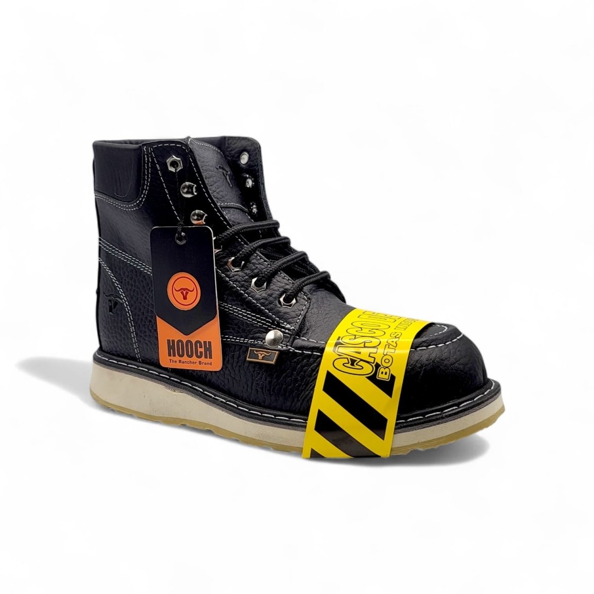 Zapato de Trabajo de 6" para Hombre Punta Moc de Piel Genuina Color Negro con Suela de Hule Antiderrapante Resistente a Aceite – Hooch Boots H801C05 - Hooch