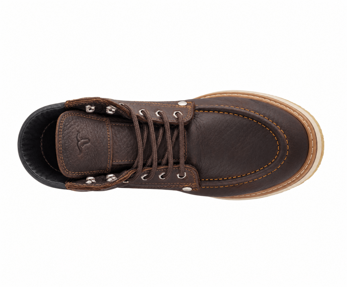Zapato de Trabajo de 6" para Hombre Punta Moc Suave de Piel Genuina Color Chocolate con Suela de Hule Antiderrapante Resistente a Aceite – Hooch Boots H80194 - Hooch