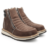 Zapato de Trabajo para Hombre de Piel Crazy Color Brown con Doble Cierre Punta Redonda – Hooch Boots H40407 - Hooch Boots