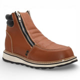 Zapato de Trabajo para Hombre de Piel Crazy Color Honey con Doble Cierre Punta Redonda – Hooch Boots H40351 - Hooch