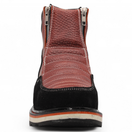 Zapato de Trabajo para Hombre de Piel Crazy Color Shedron con Doble Cierre Punta Redonda – Hooch Boots H40650 - Hooch Boots