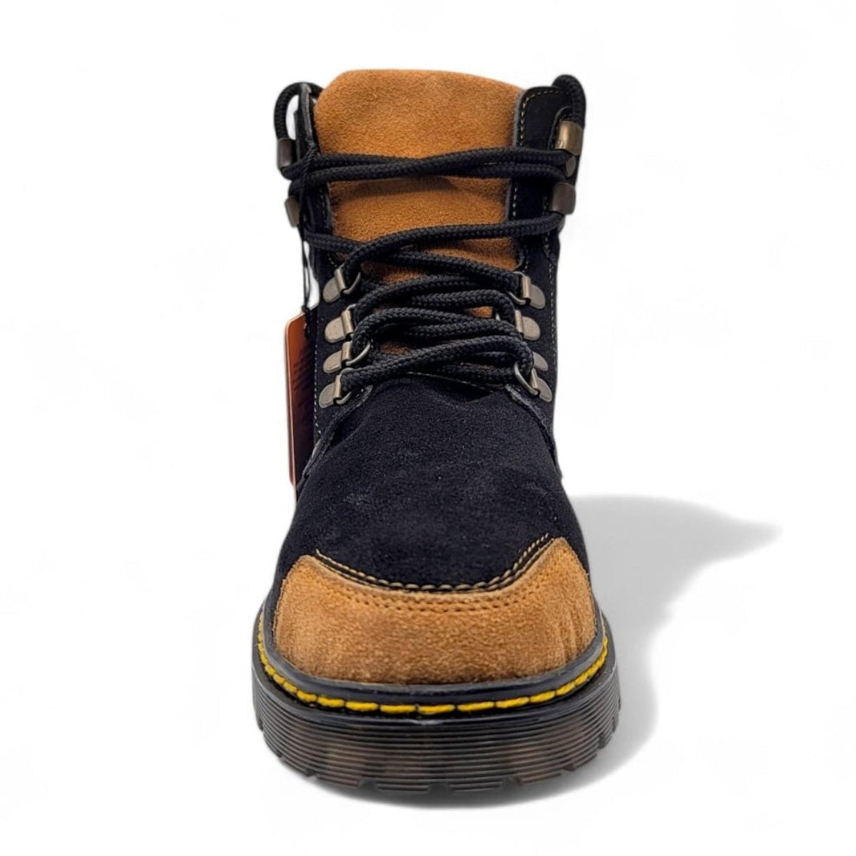 Zapato de Trabajo para Hombre de Piel Nobuck con Punta Redonda y Suela Transparente de Hule Color Negro y Honey – Hooch Boots H70151 - Hooch Boots