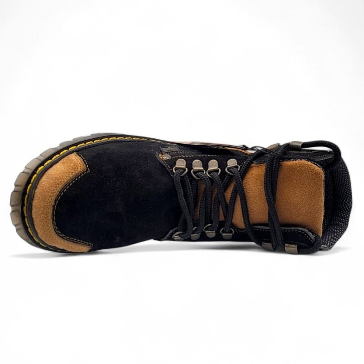 Zapato de Trabajo para Hombre de Piel Nobuck con Punta Redonda y Suela Transparente de Hule Color Negro y Honey – Hooch Boots H70151 - Hooch Boots