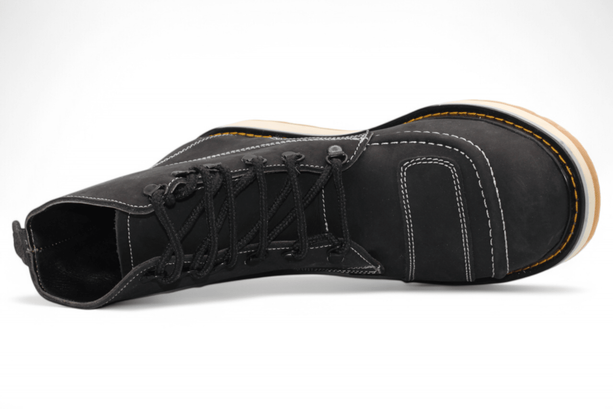 Zapato de Trabajo para Hombre Punta Redonda de Piel Crazy Color Negro con Suela de Hule – Hooch Boots H50205 - Hooch