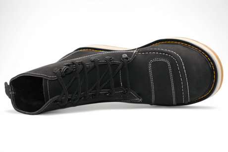 Zapato de Trabajo para Hombre Punta Redonda de Piel Crazy Color Negro con Suela de Hule – Hooch Boots H50205 - Hooch