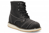 Zapato de Trabajo para Hombre Punta Redonda de Piel Crazy Color Negro con Suela de Hule – Hooch Boots H50205 - Hooch