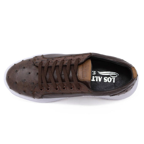 Zapatos Casuales de Avestruz y Piel Original Color Cafe - Los Altos Boots - Los Altos Boots
