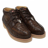 Zapatos Casuales de Cocodrilo Caiman con Avestruz Original Color Cafe - Los Altos Boots - Los Altos Boots