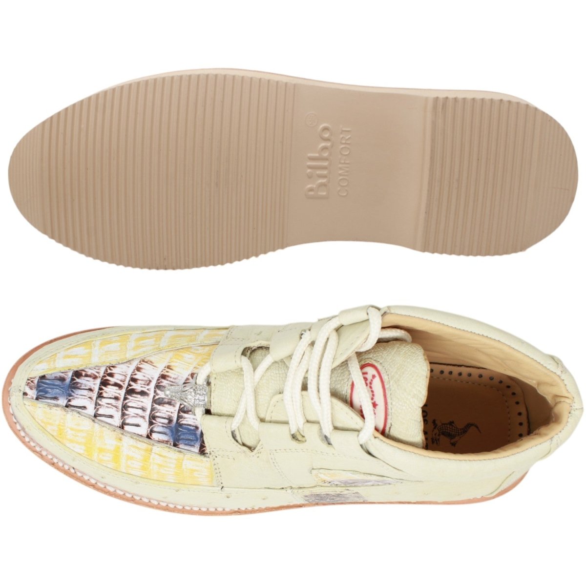 Zapatos Casuales de Cocodrilo Caiman con Avestruz Original Color Natural - Los Altos Boots - Los Altos Boots