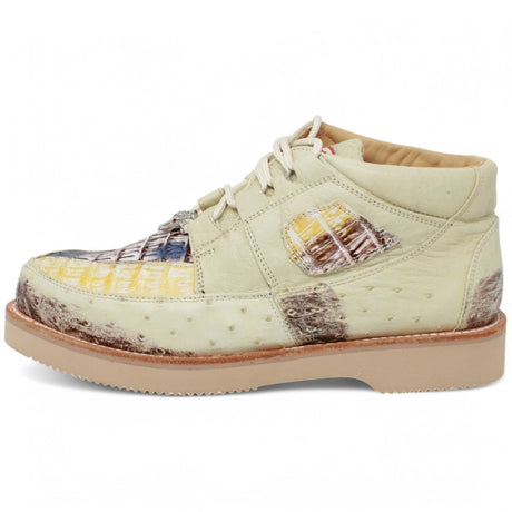 Zapatos Casuales de Cocodrilo Caiman con Avestruz Original Color Natural - Los Altos Boots - Los Altos Boots
