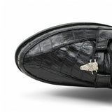 Zapatos Casuales de Cocodrilo Caiman con Avestruz Original Color Negro - Los Altos Boots - Los Altos Boots