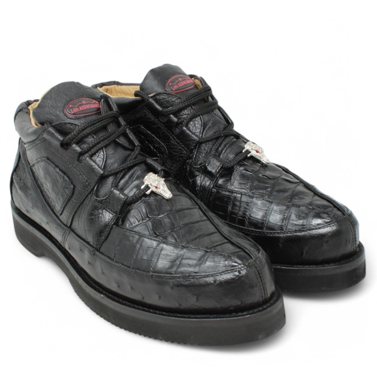 Zapatos Casuales de Piel de Cocodrilo Panza y Avestruz Original Color Negro - Wild West Boots