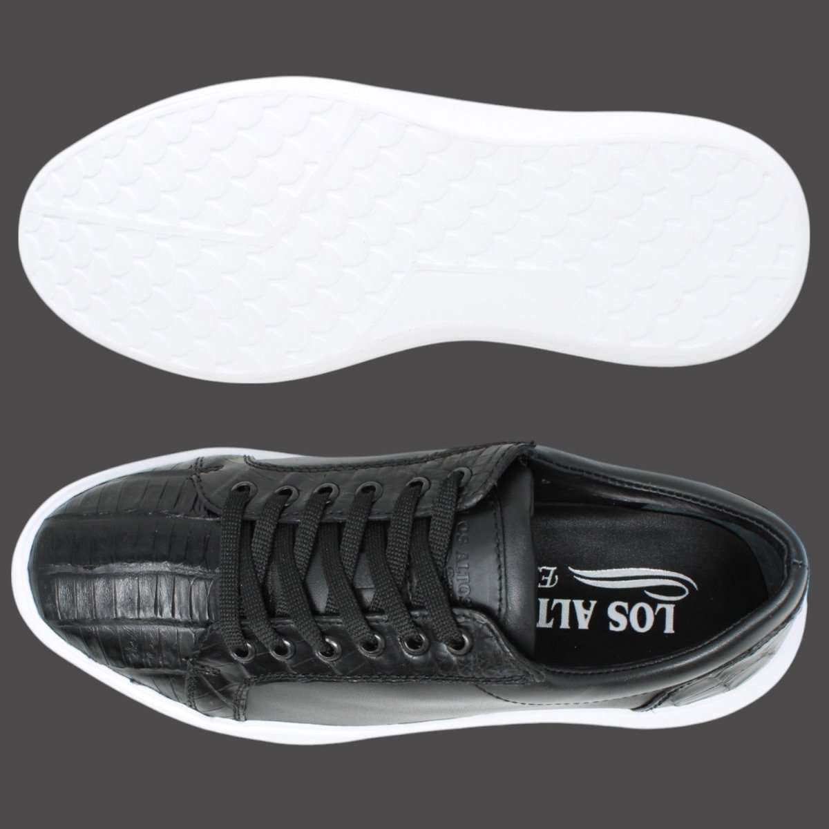 Zapatos Casuales de Cocodrilo Caiman Panza Original Color Negro - Los Altos Boots - Los Altos Boots