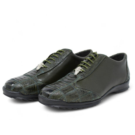 Zapatos Casuales de Pata de Avestruz Original Color Verde Olivo - Los Altos Boots - Los Altos Boots