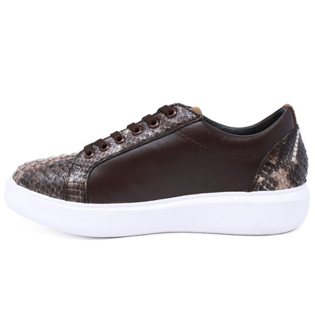 Zapatos Casuales de Piton y Piel Original Color Cafe Rustico - Los Altos Boots - Los Altos Boots