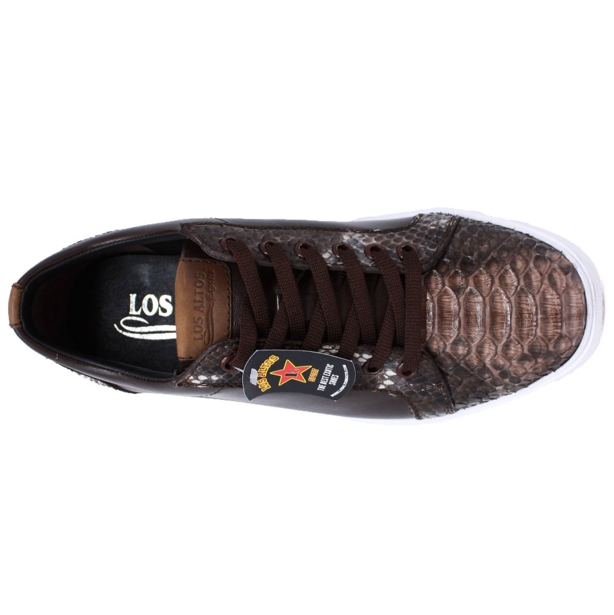 Zapatos Casuales de Piton y Piel Original Color Cafe Rustico - Los Altos Boots - Los Altos Boots