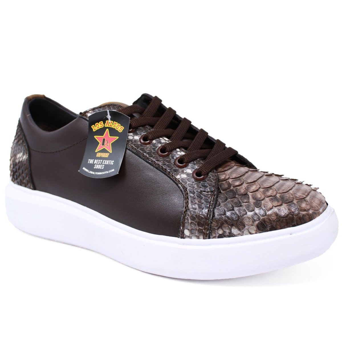 Zapatos Casuales de Piton y Piel Original Color Cafe Rustico - Los Altos Boots - Los Altos Boots
