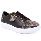 Zapatos Casuales de Piton y Piel Original Color Cafe Rustico - Los Altos Boots - Los Altos Boots