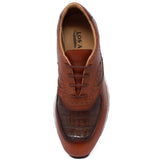 Zapatos Teni Casuales de Cocodrilo Caiman Panza Original Color Cafe - Los Altos Boots - Los Altos Boots