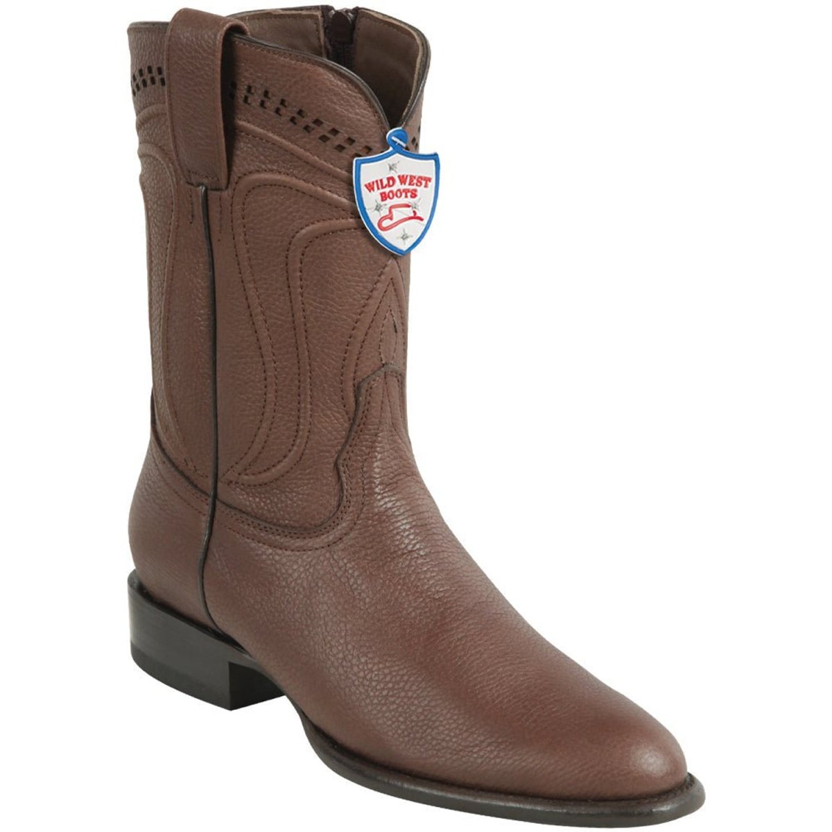 Botas de Piel Original Punta Redonda Roper Color Cafe - Wild West Boot
