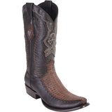 Western Genuine Lizard Dubai Toe Boots Sanded Brown Color - Wild West Boots - Side View 