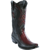 Western Genuine Lizard Dubai Toe Boots Faded Burgundy Brown Color - Wild West Boots - Side View 