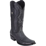Western Genuine Lizard Dubai Toe Boots Sanded Black Brown Color - Wild West Boots - Side View 