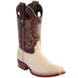 Wester Genuine Grisly Leather Rodeo Toe Boots  Phomez Color - Wild West Boots - Side View 