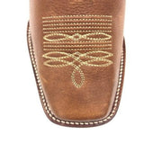 Wester Genuine Grisly Leather Rodeo Toe Boots Honey Color - Wild West Boots - Toe View 