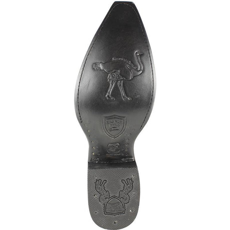 Western Genuine Ostrich Leg Snip Toe Boots Black Color - Wild West Boots - Sole View 