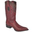 Wester Genuine Caiman Tail 3X Toe Boots Burgundy Color- Wild West Boots - SIde View 