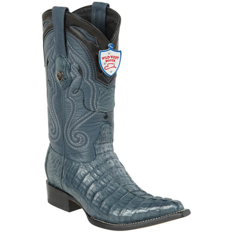 Western Genuine Caiman Tail 3X Toe Boots Blue Jean Color- Wild West Boots - SIde View 