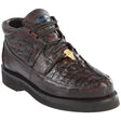 Casual Cocodrile and Smooth Ostrich Leather Shoes Black Cherry Color - Wild West Boots - Side View 