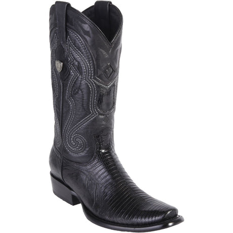 Genuine Lizard Dubai Square Toe Boots Black Color, free shipping across the USA - Wild West Boots