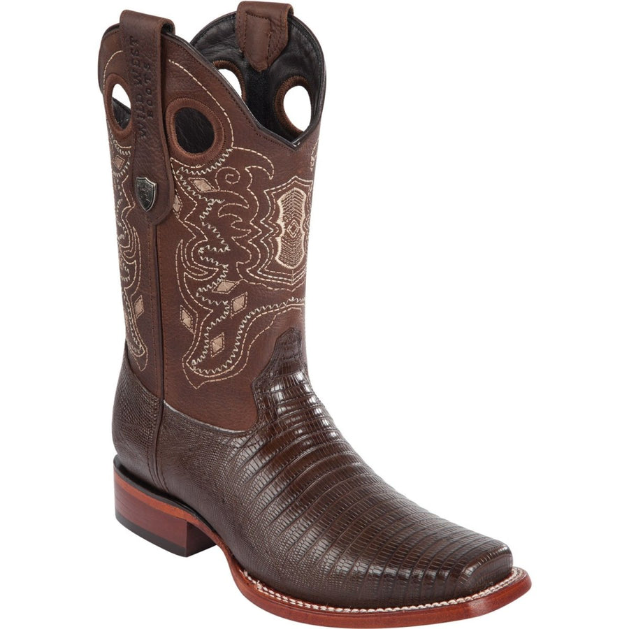 Botas de Cuero Punta Rodeo Cuadrada Color Miel - Wild West Boots