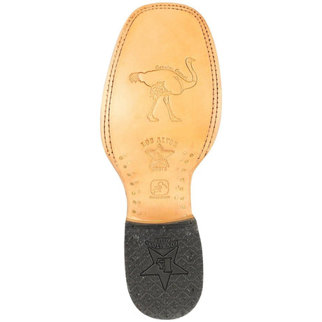 Western Genuine Full Quill Ostrich Square Wide Toe Rodeo Boots Brown Color – Los Altos Boots – Sole View