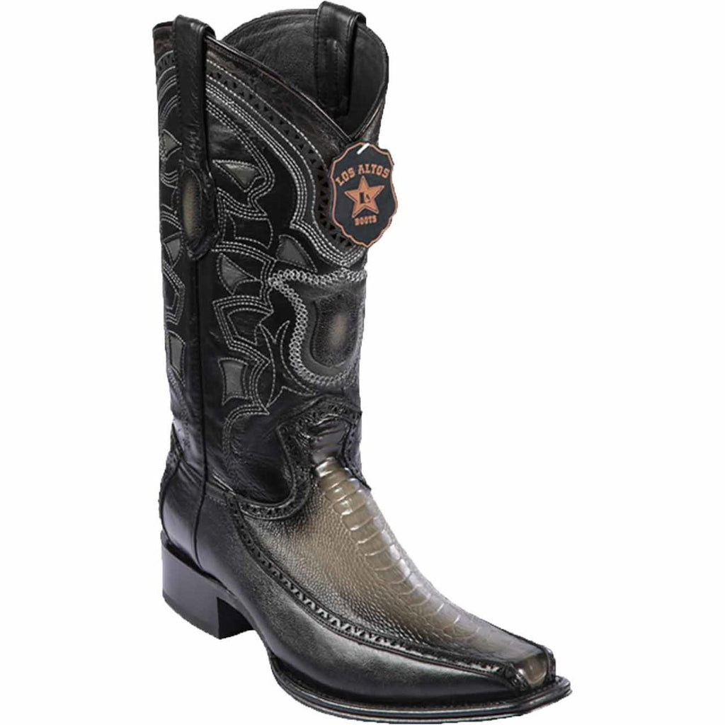 Botas de Avestruz Pata con Venado Horma Amplia LAB