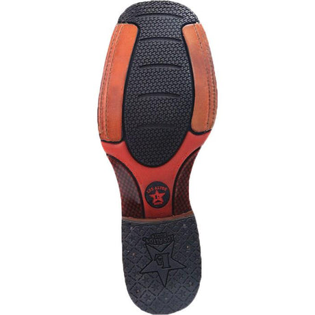 Western Genuine Ostrich Leg Wide Square Toe Boots Black Color  Rubber TPU Sole - Los Altos Boots - Sole View