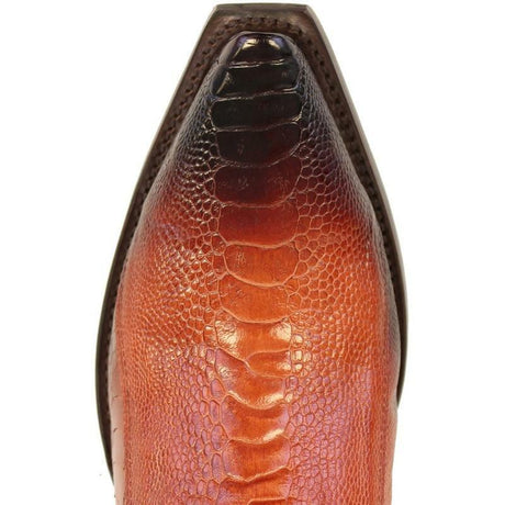 Men's Los Altos Original Ostrich Leg Snip Toe Boots - Faded Cognac  940557- Los Altos Boots Toe view