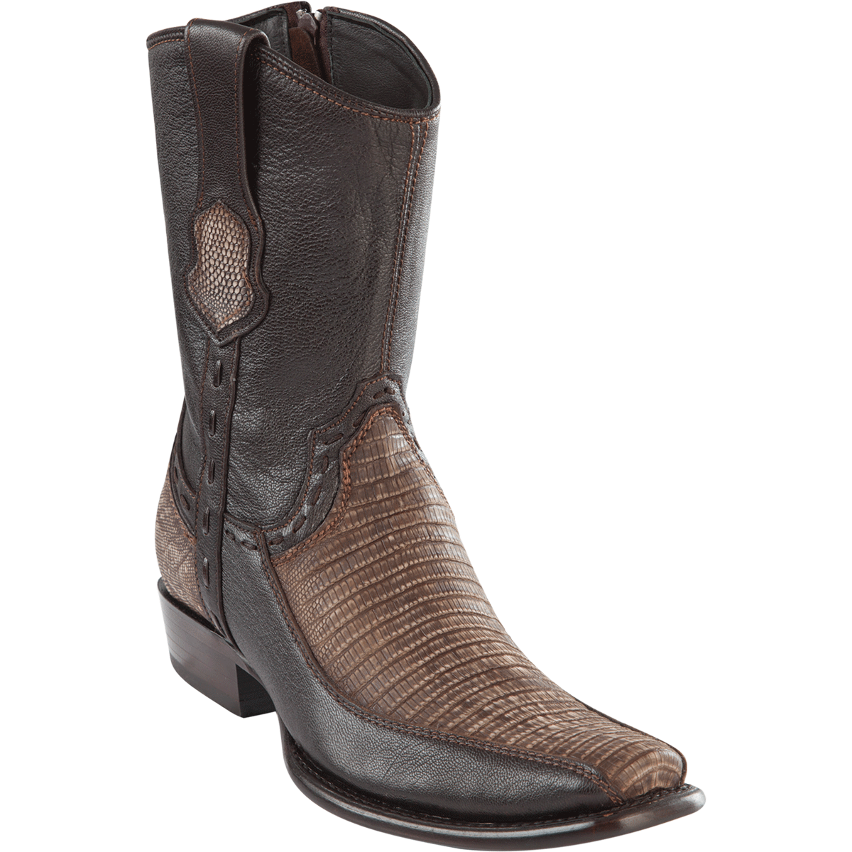Botas de Armadillo Lizard Original Dubai Punta Cuadrada Color Negro- Wild West Boots