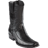 Genuine Python and deer Dubai Toe Short Boots black Color - Wild West Boots
