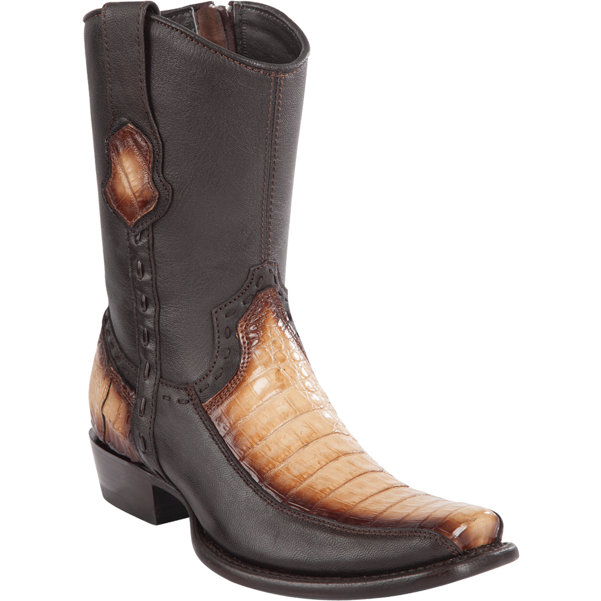 Botas de Piel Original Punta Dubai Cuadrada Color Cafe - Wild West Boots main image 0