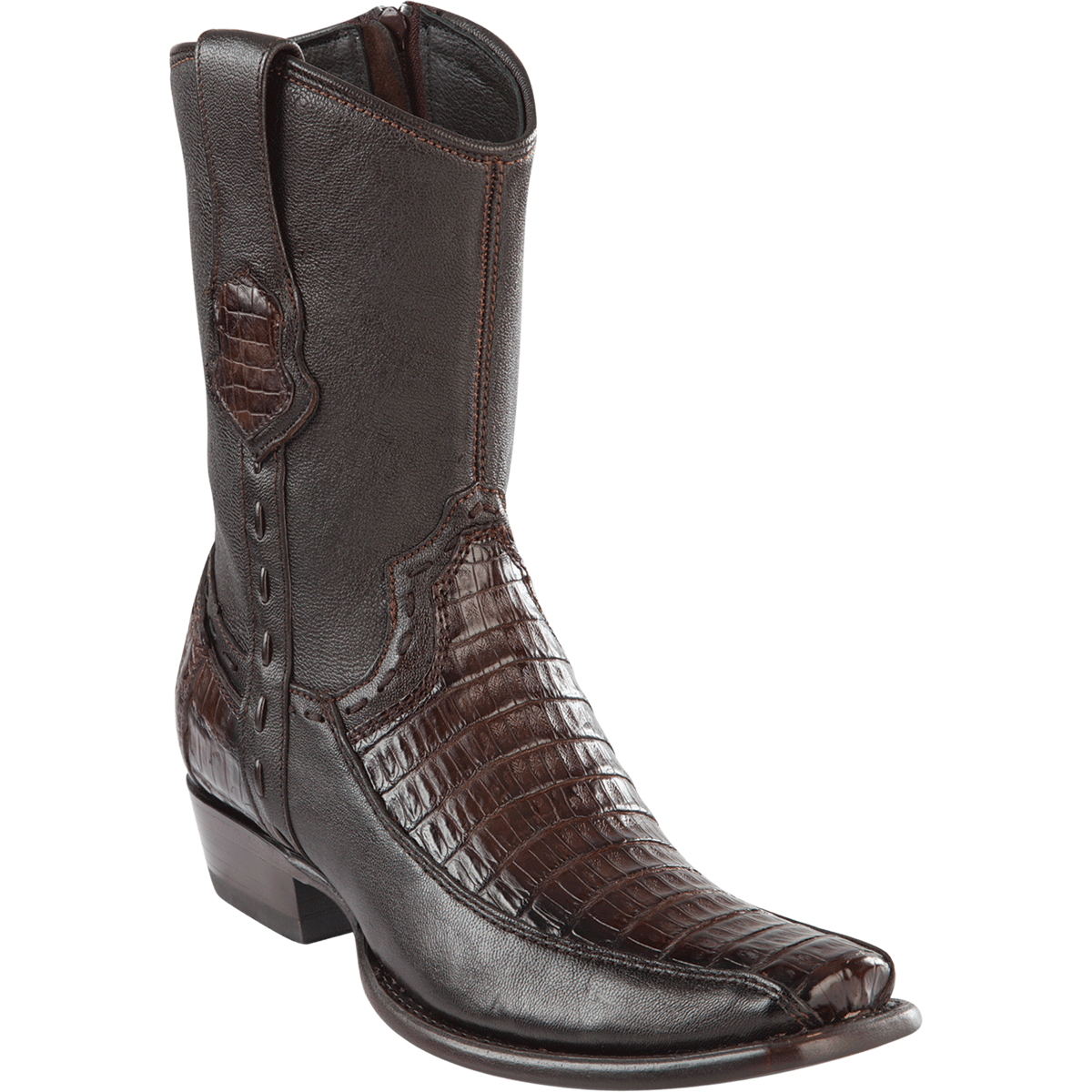 Botas Cortas de Venado Original Punta 7X Cuadrada Ancha Color Cafe Difuminado - Los Altos Boots
