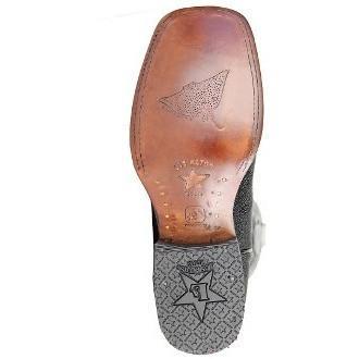 Western Genuine Stingray Single Stone Square Wide Toe Rodeo Boots Black Color – Los Altos Boots – Sole View