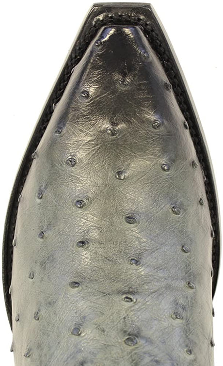 Western Genuine Ostrich Boots Snip Toe Faded Gray Color - Los Altos Boots Toe View