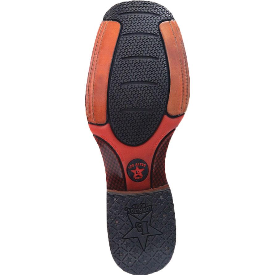 Western Genuine Python Wide Square Toe Boots Rustic Brown Color  Rubber TPU Sole - Los Altos Boots - Sole View