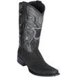Western Genuine Python European Square Toe Boots Nobuck Black Color - Los Altos Boots Side View 
