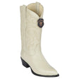 Western Genuine Elk Leather  J Toe Boots Winter White Color - Los Altos Boots - Side View