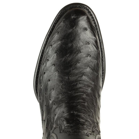 Western Genuine Ostrich Roper Boots Black Color - Los Altos Boots Toe View